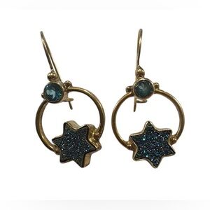 Sajen Sterling Silver Vermeil Star Topaz Druzy Pierced Earrings #7857